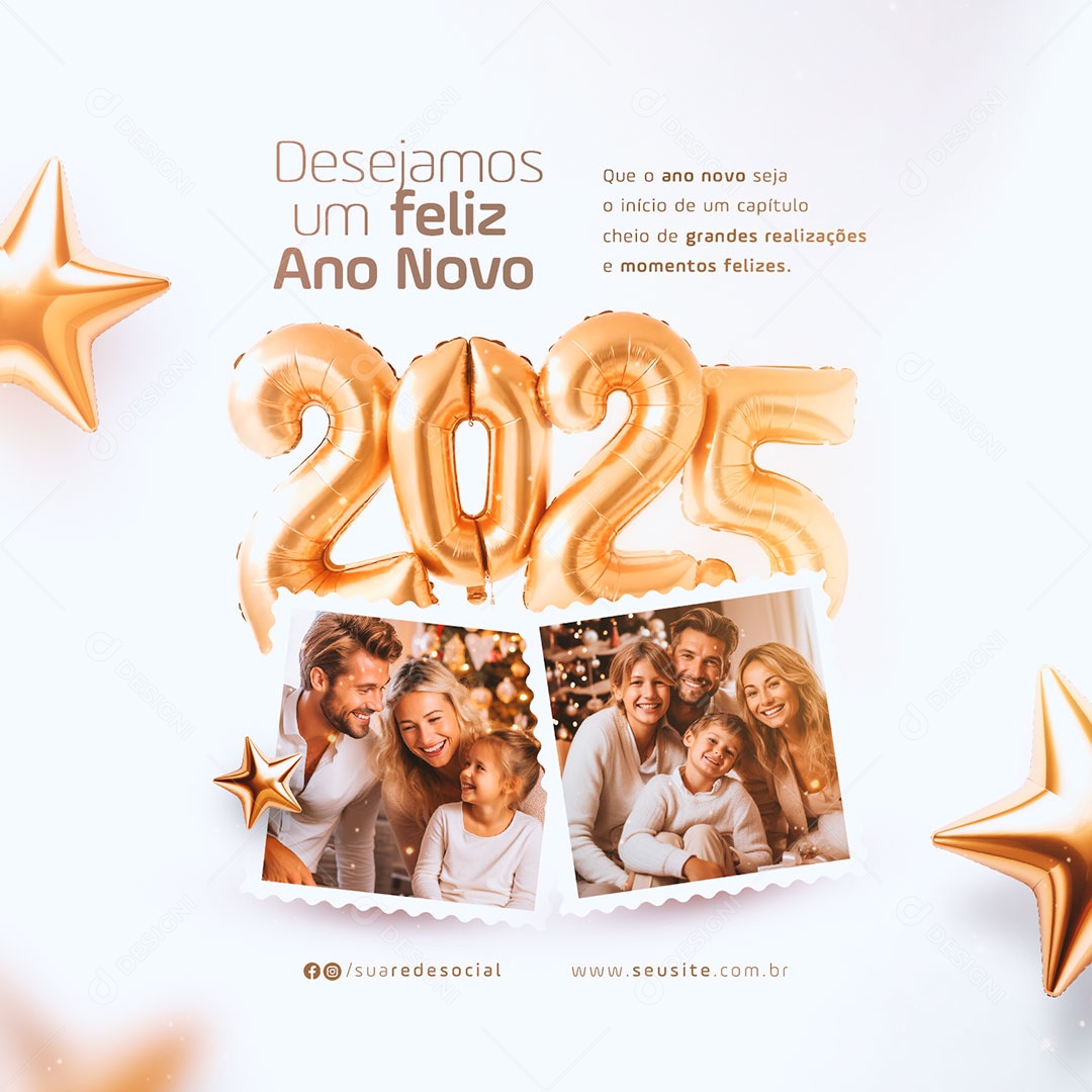 Feliz Ano Novo 2025 Desejamos um Feliz Ano Novo Social Media PSD Editável
