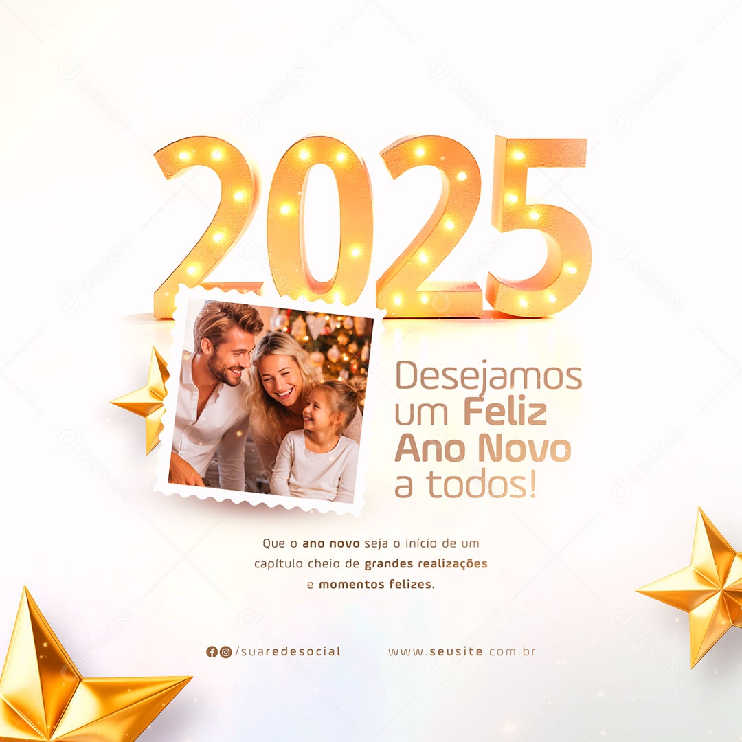 Feliz Ano Novo 2025 Desejamos um Feliz Ano Novo Social Media PSD Editável