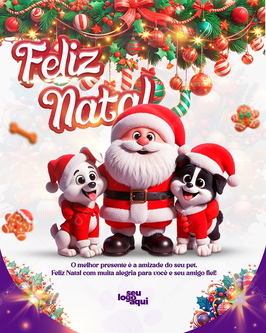 Feliz Natal 25 de Dezembro Pet Shop Social Media PSD Editável