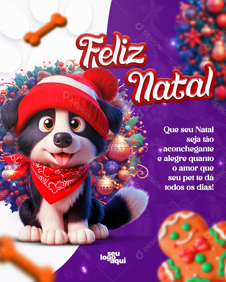 Feliz Natal 25 de Dezembro Pet Shop Social Media PSD Editável