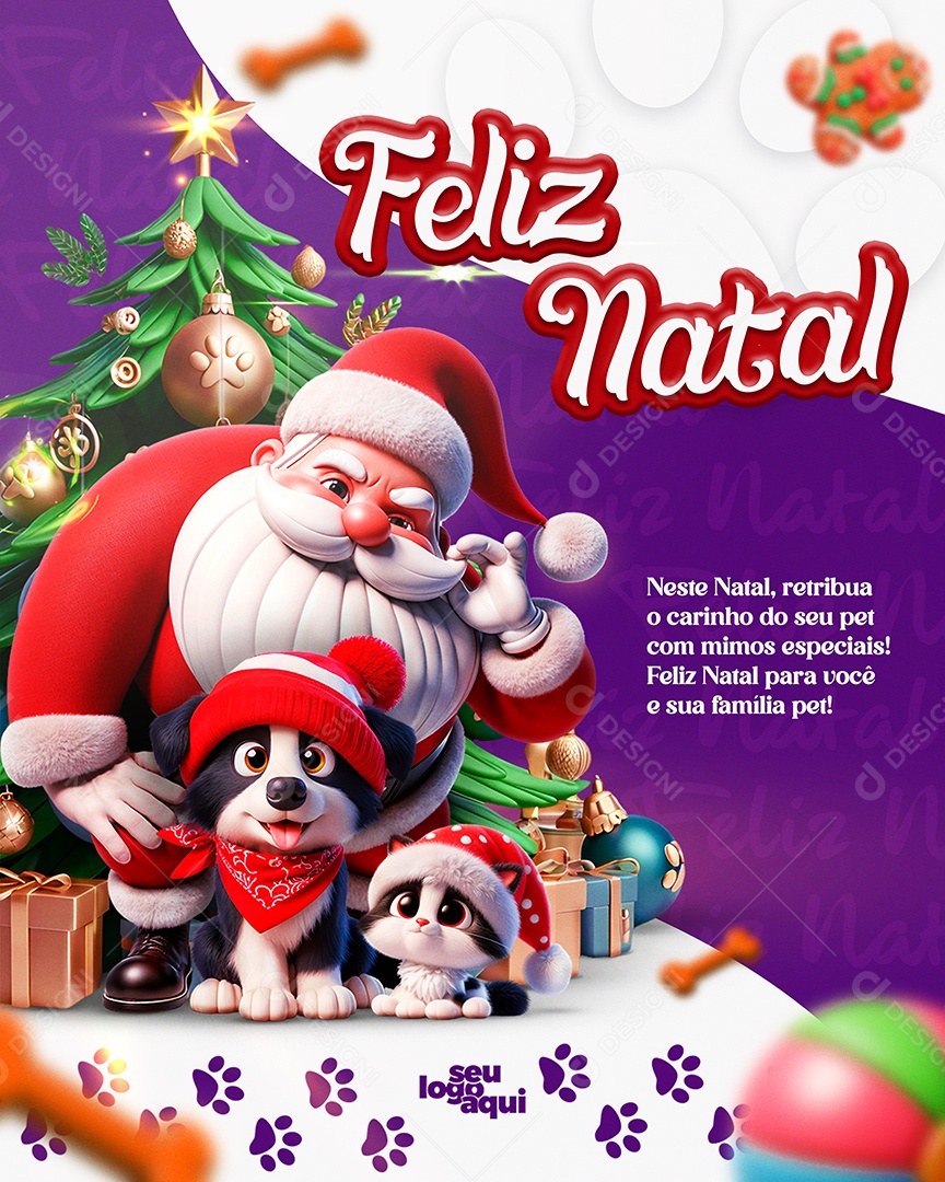 Feliz Natal 25 de Dezembro Pet Shop Social Media PSD Editável