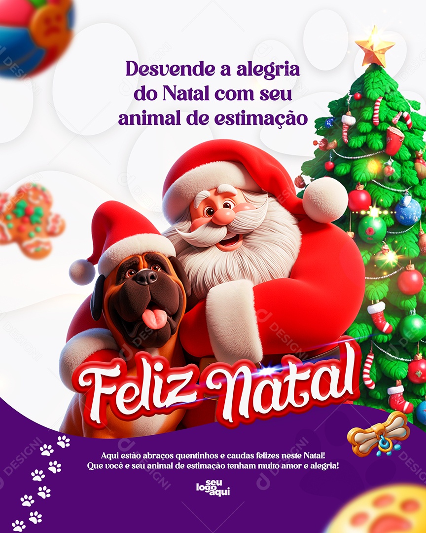 Feliz Natal 25 de Dezembro Pet Shop Social Media PSD Editável