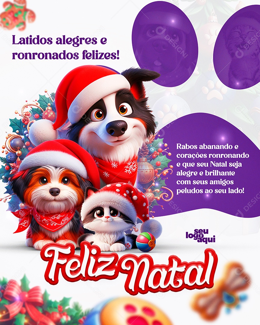 Feliz Natal 25 de Dezembro Pet Shop Social Media PSD Editável