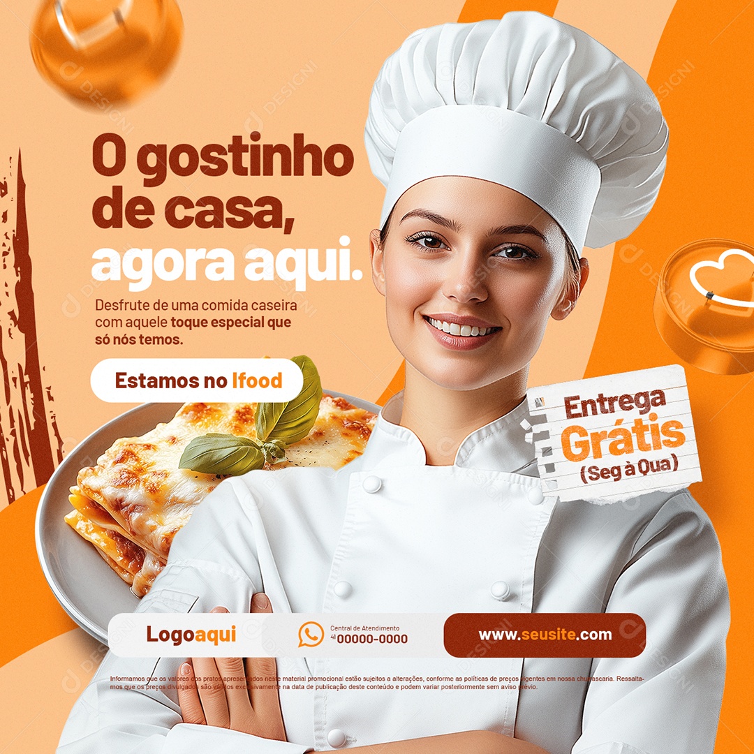 Restaurante O Gostinho de Casa Agora Aqui Social Media PSD Editável