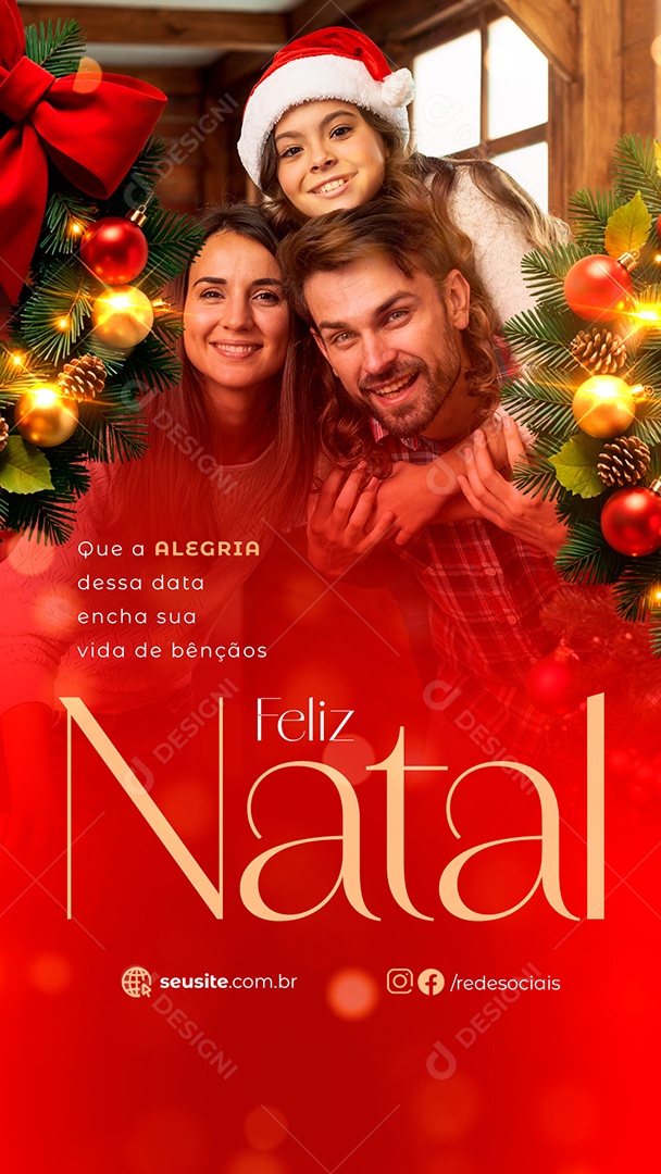 Story Feliz Natal 25 de Dezembro Social Media PSD Editável