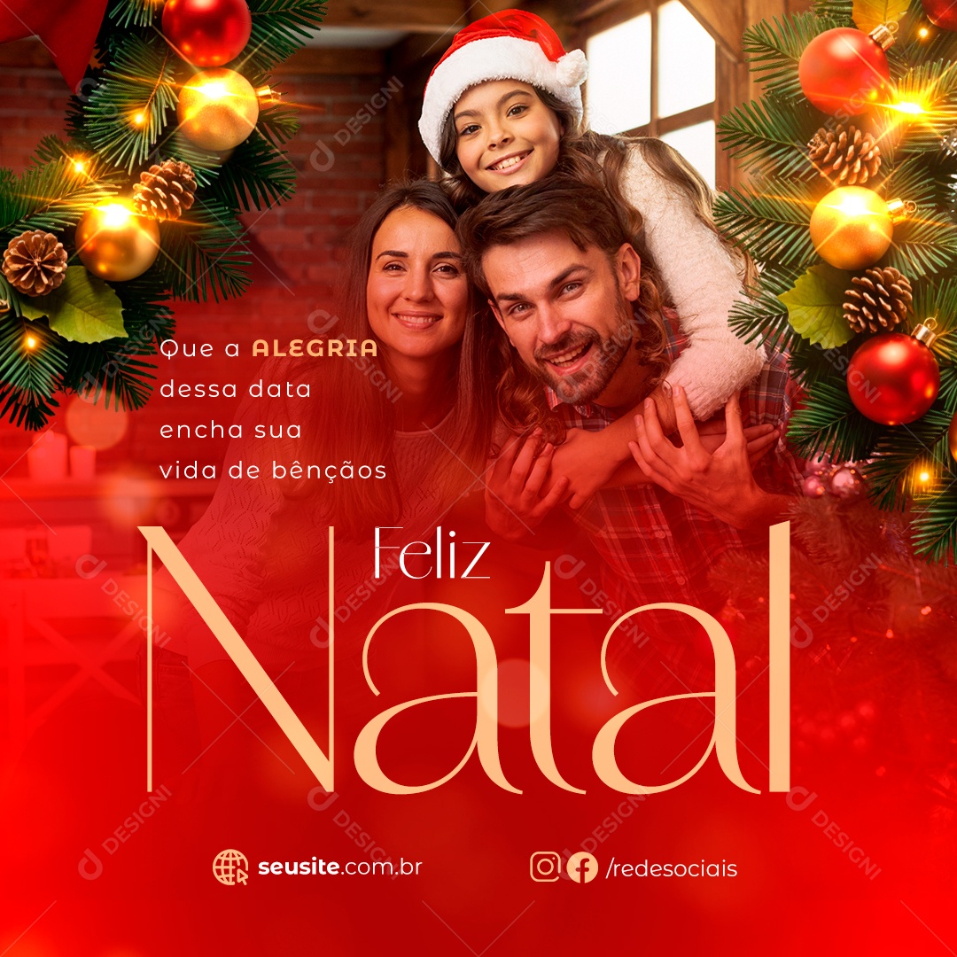 Feliz Natal 25 de Dezembro Social Media PSD Editável