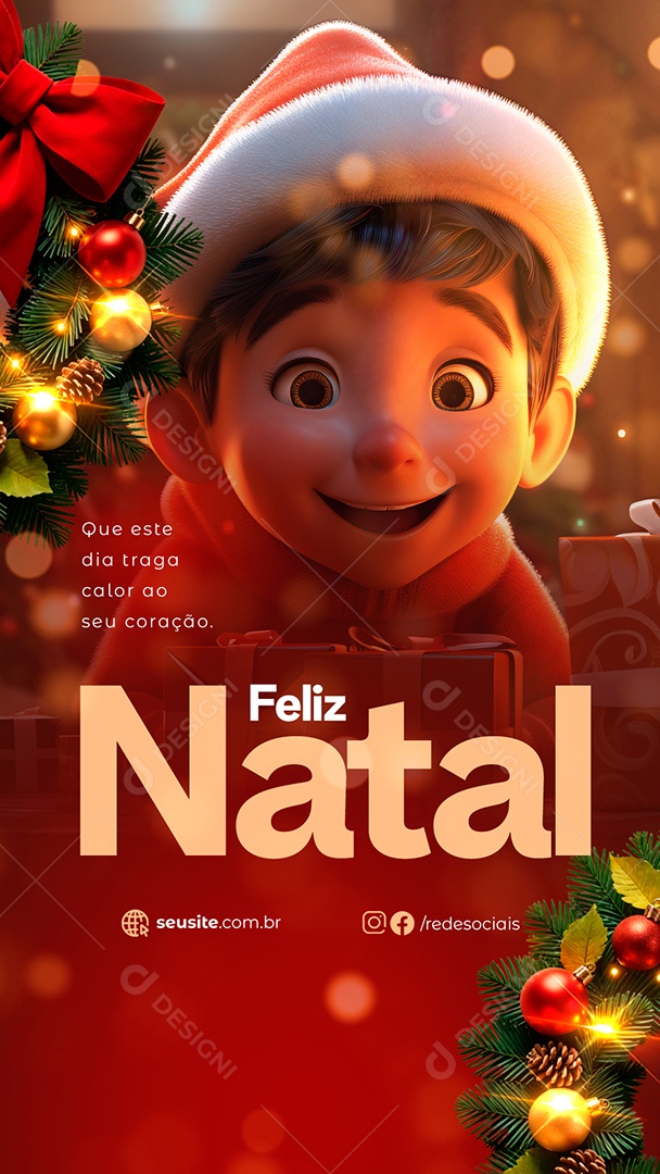 Story Feliz Natal 25 de Dezembro Social Media PSD Editável