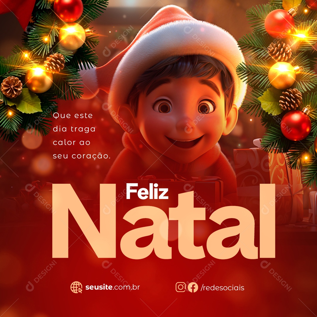 Feliz Natal 25 de Dezembro Social Media PSD Editável