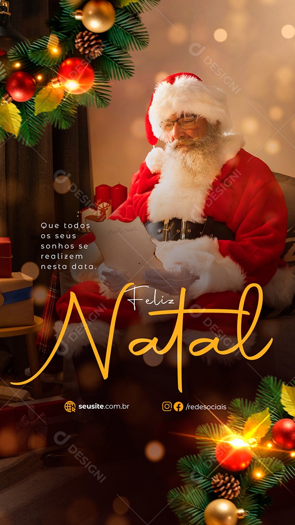 Story Feliz Natal 25 de Dezembro Social Media PSD Editável