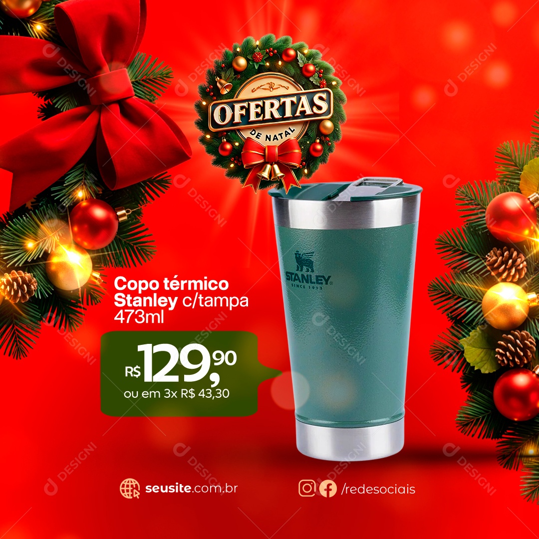 Supermercado Ofertas de Natal Social Media PSD Editável