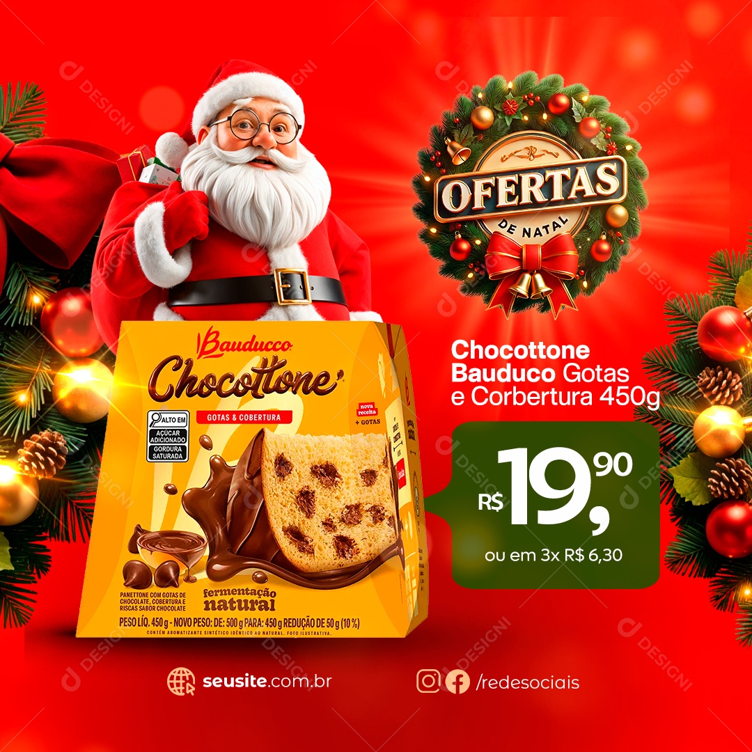 Supermercado Ofertas de Natal Social Media PSD Editável