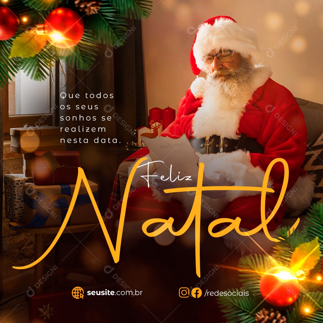 Feliz Natal 25 de Dezembro Social Media PSD Editável