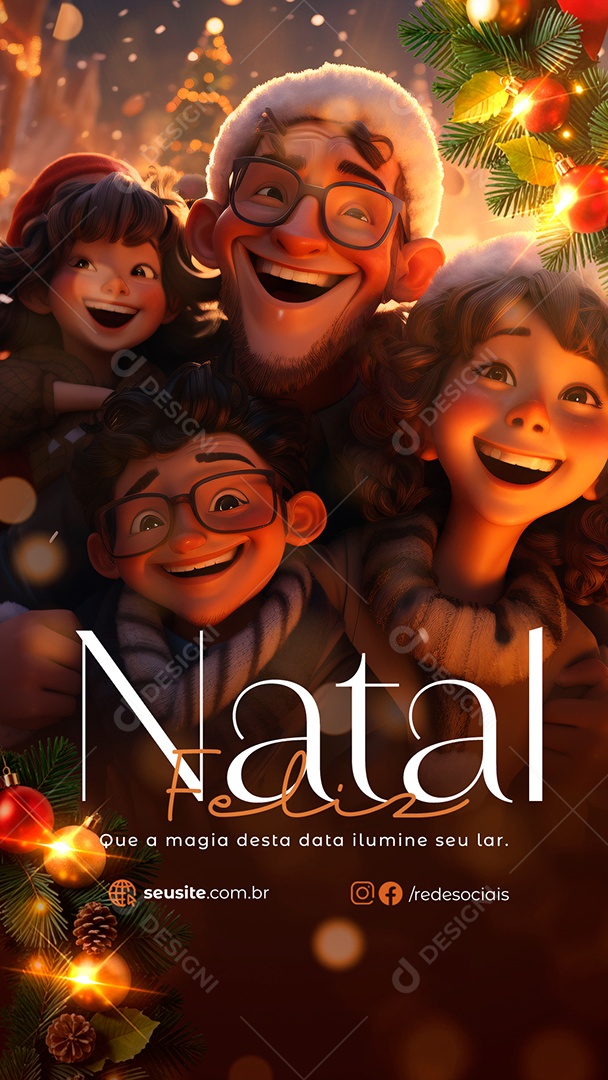 Story Feliz Natal 25 de Dezembro Social Media PSD Editável