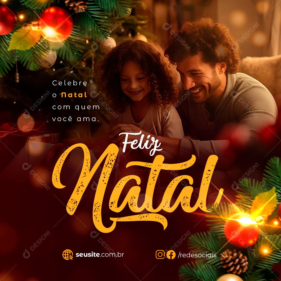 Feliz Natal 25 de Dezembro Social Media PSD Editável