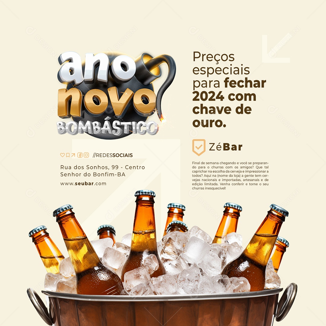 Ano Novo Bombástico Bombástico Preços Especiais Social Media PSD Editável