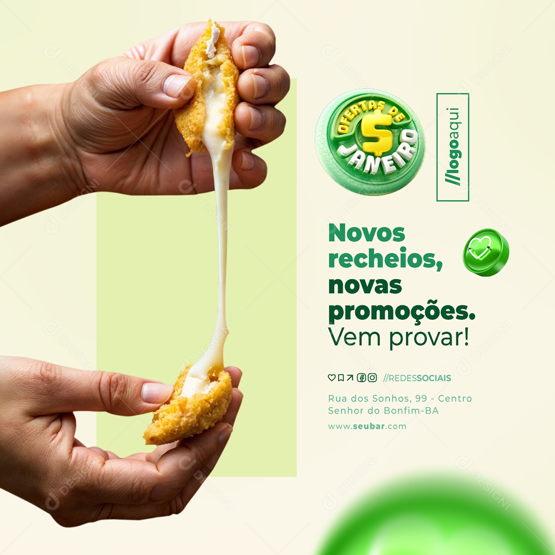 Ofertas de Janeiro Pastelaria Novos Recheios Social Media PSD Editável