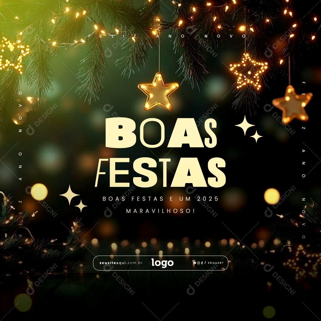 Happy Christmas and Happy New Year Social Media PSD Editable