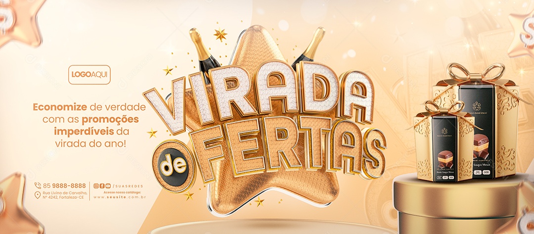 Banner Virada de Ofertas Supermercado Panettone Social Media PSD Editável