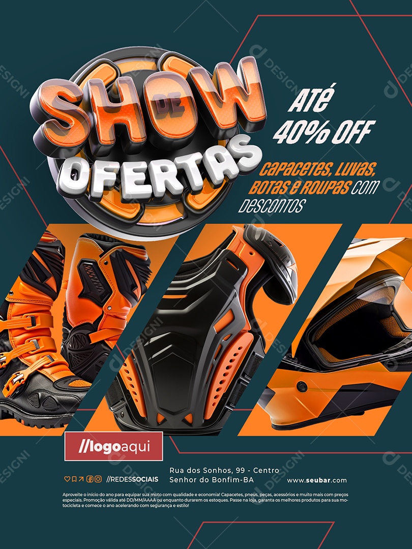 Loja de Acessórios de Motocross Capacetes Luvas Botas e Roupas Social Media PSD Editável