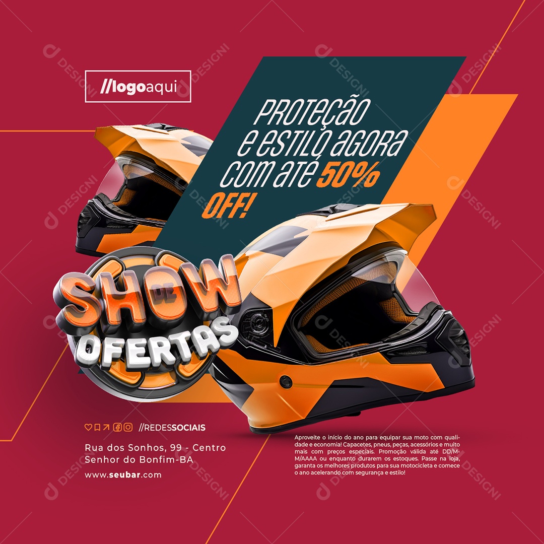 Show de Ofertas Loja de Acessórios de Motocross Protção e Estilo Social Media PSD Editável