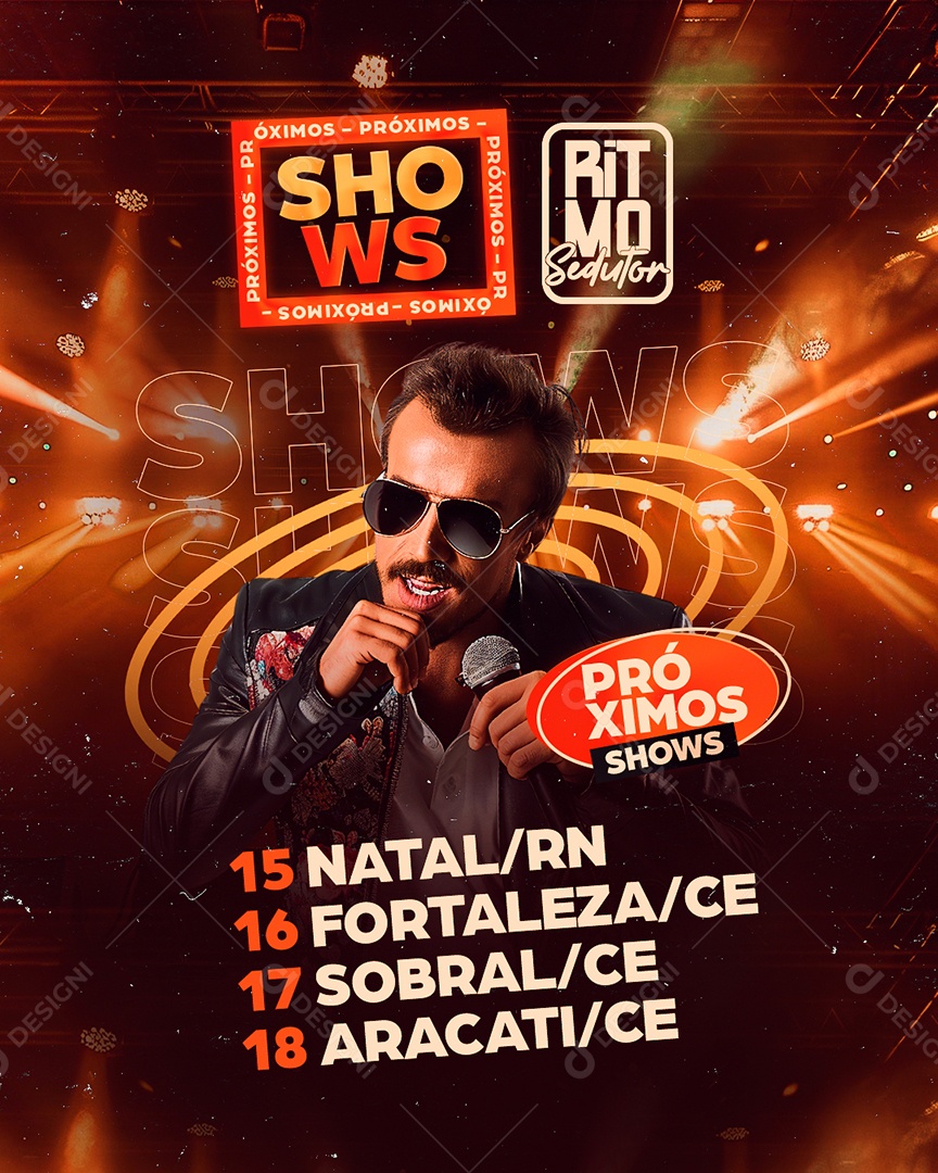 Flyer Próximos Shows Ritmo Sedutor Social Media PSD Editável
