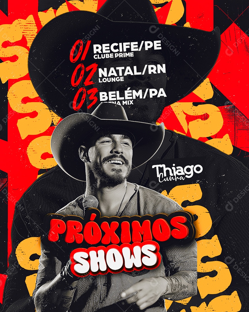 Flyer Próximos Shows Thiago Cunha Social Media PSD Editável