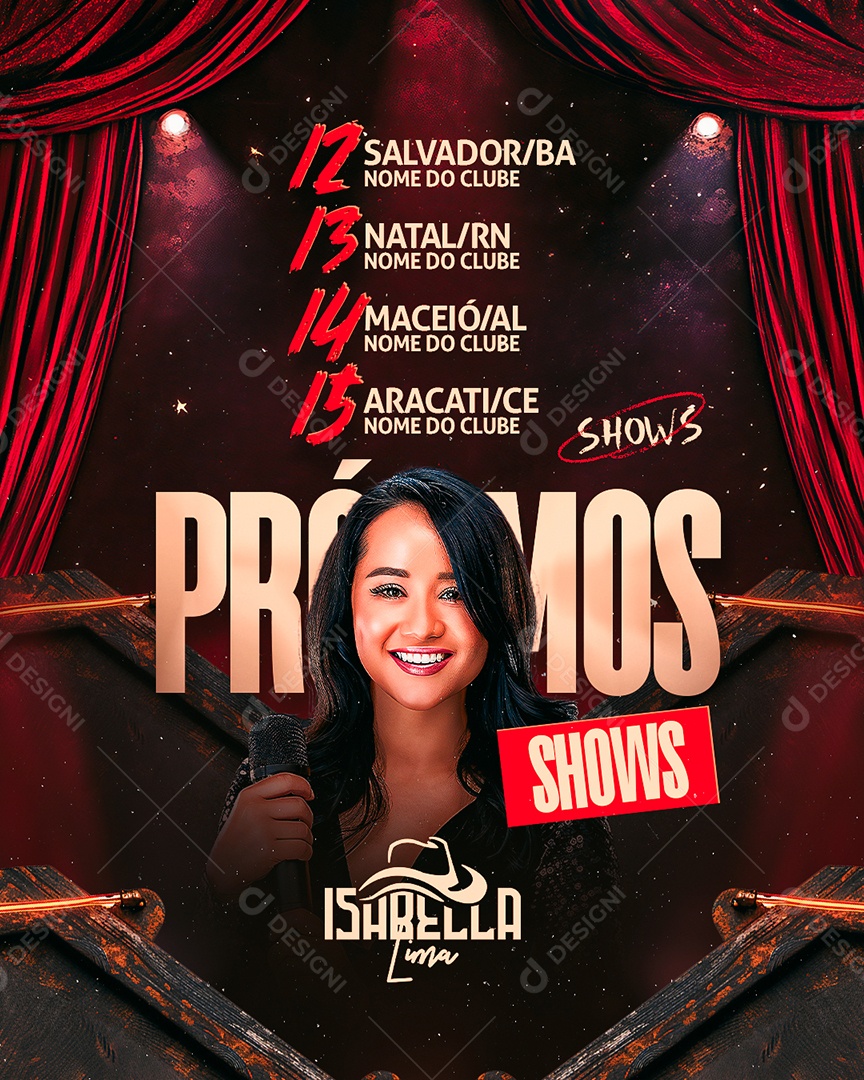 Flyer Próximos Shows Isabela Lima Social Media PSD Editável