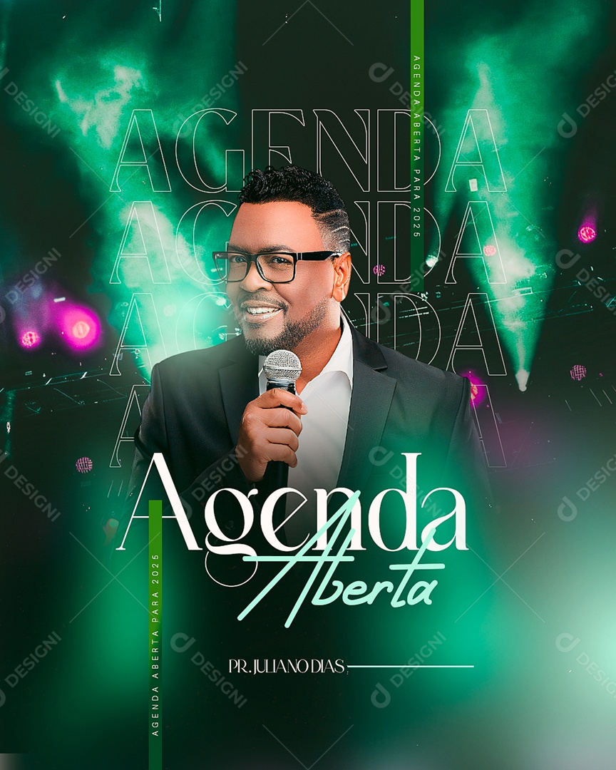 Flyer Gospel Agenda Aberta Pr Juliano Dias Social Media PSD Editável