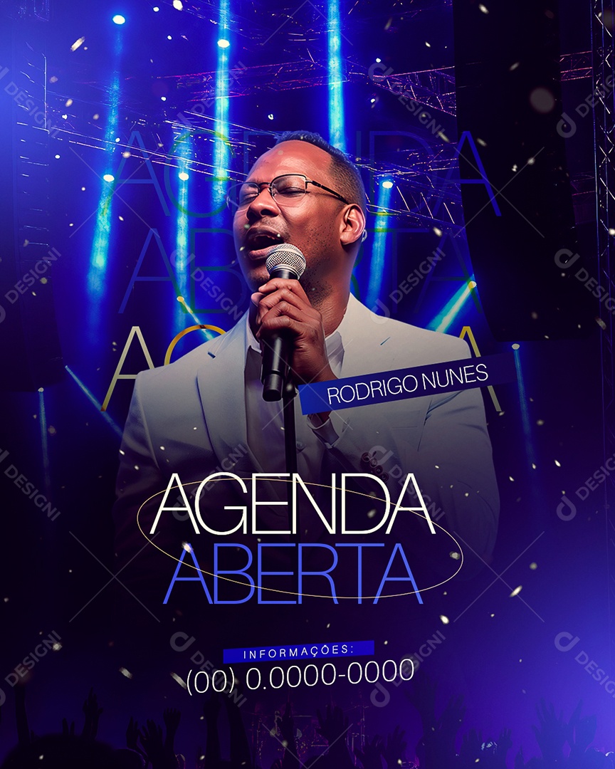 Flyer Gospel Agenda Aberta Rodrigo Nunes Social Media PSD Editável
