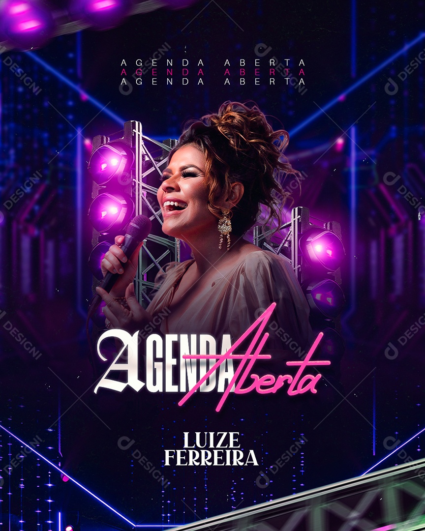 Flyer Gospel Agenda Aberta Luize Ferreira Social Media PSD Editável