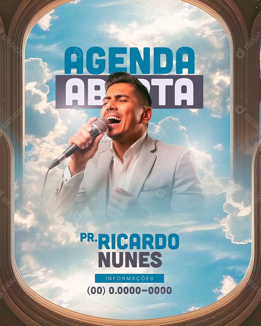 Flyer Gospel Agenda Aberta Pr Ricardo Nunes Social Media PSD Editável