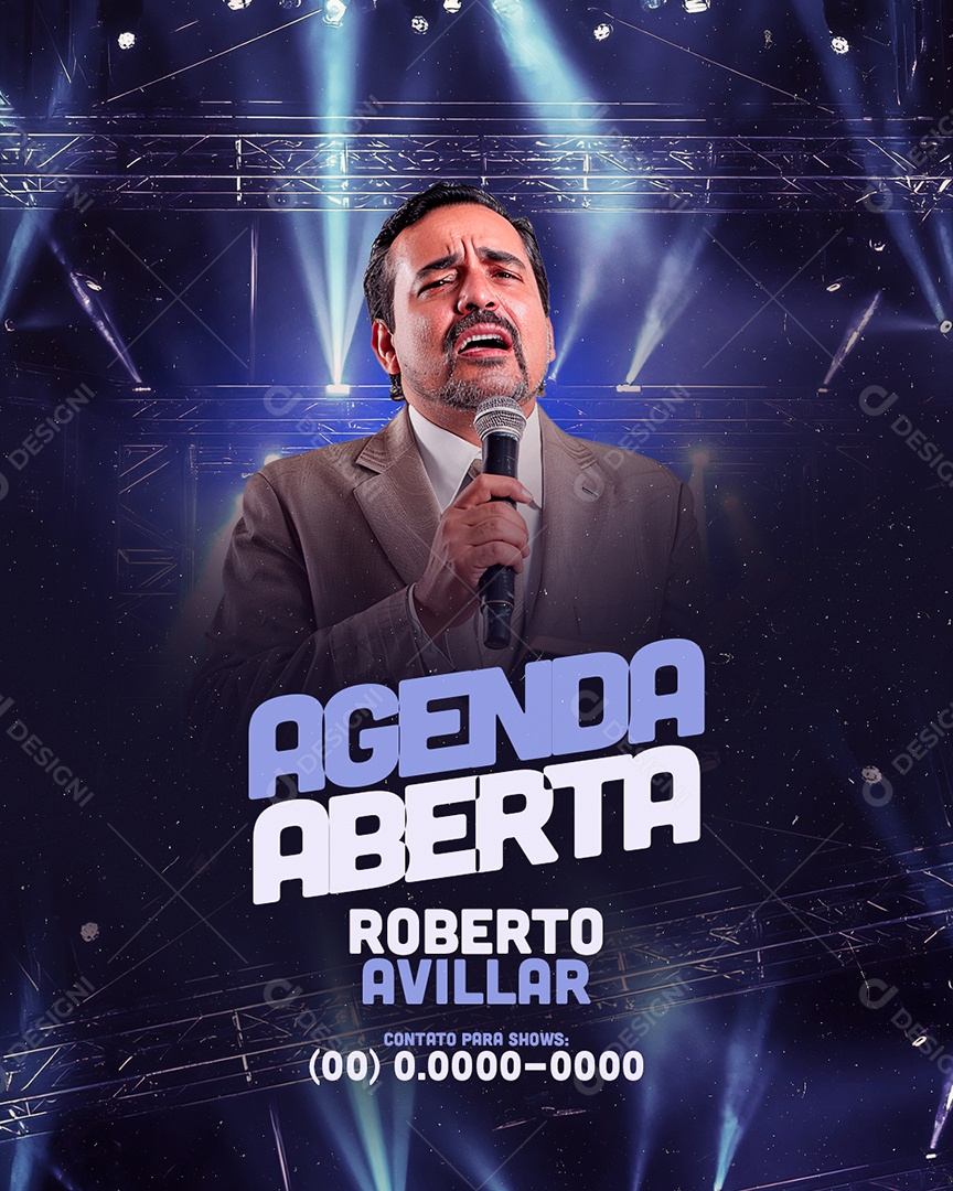 Flyer Gospel Agenda Aberta Roberto Villar Social Media PSD Editável