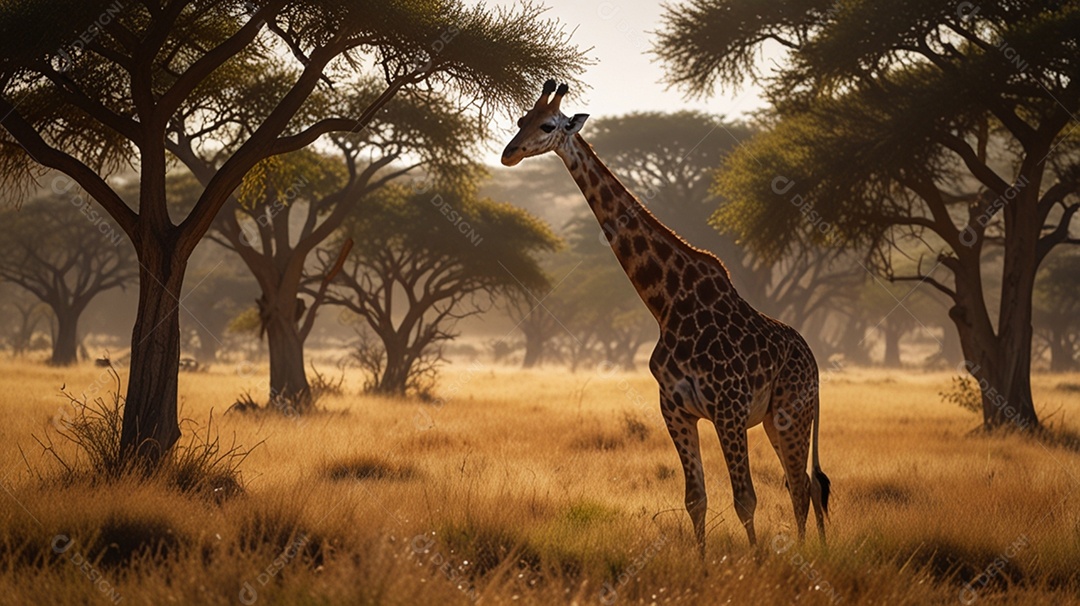 Linda girafa em um cenário lindo da savana
