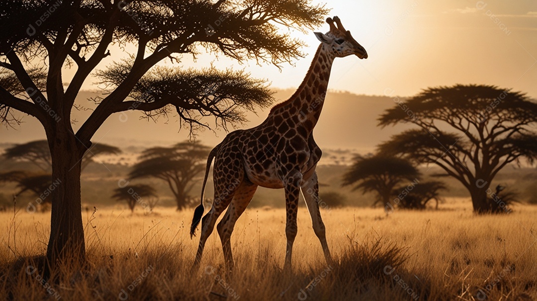 Girafa em um lindo cenário da natureza