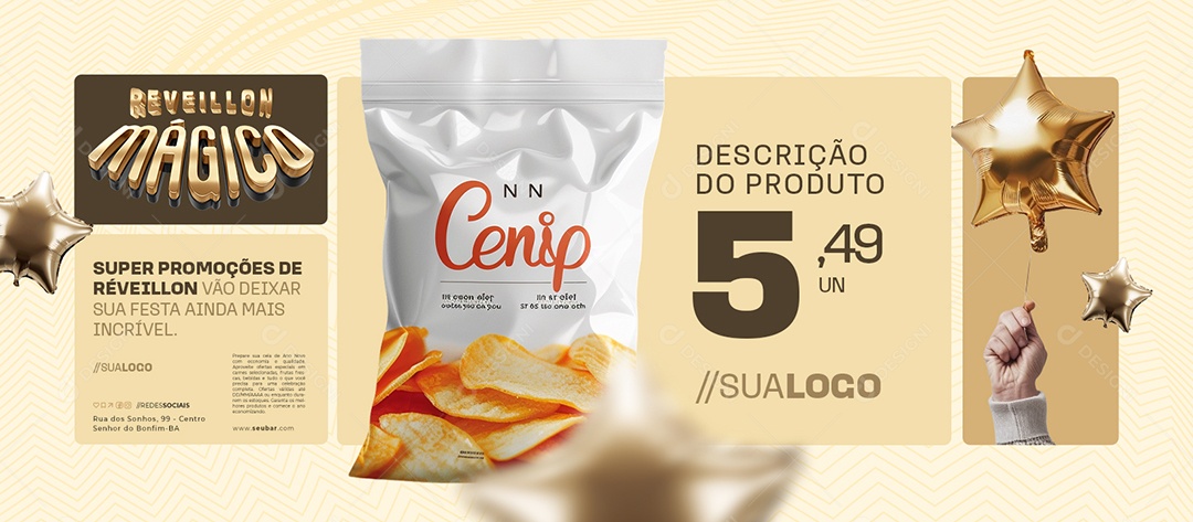 Banner Reveillon Mágico Supermercado Super Promoções De Réveillon Social Media PSD Editável