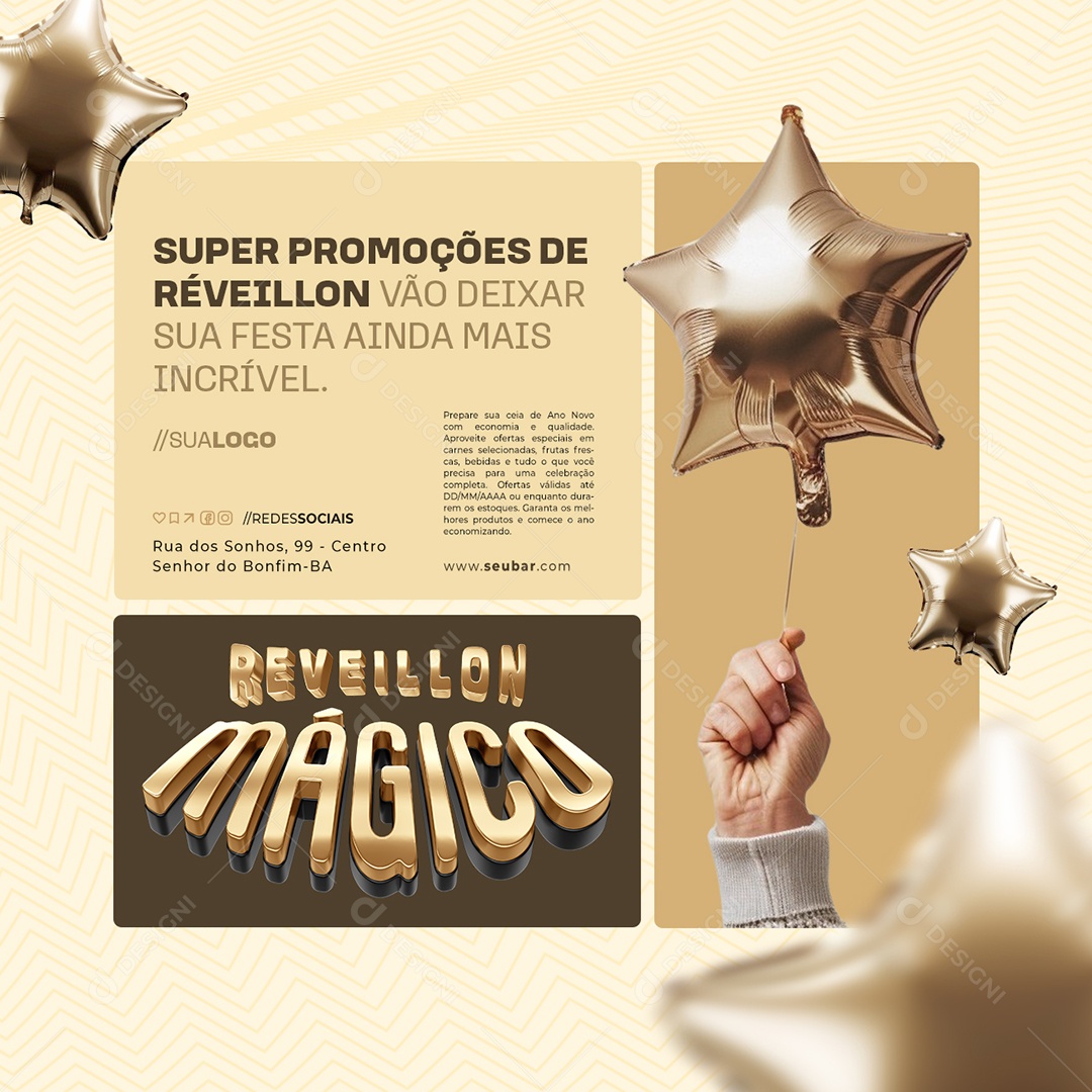 Reveillon Mágico Supermercado Super Promoções De Réveillon Social Media PSD Editável
