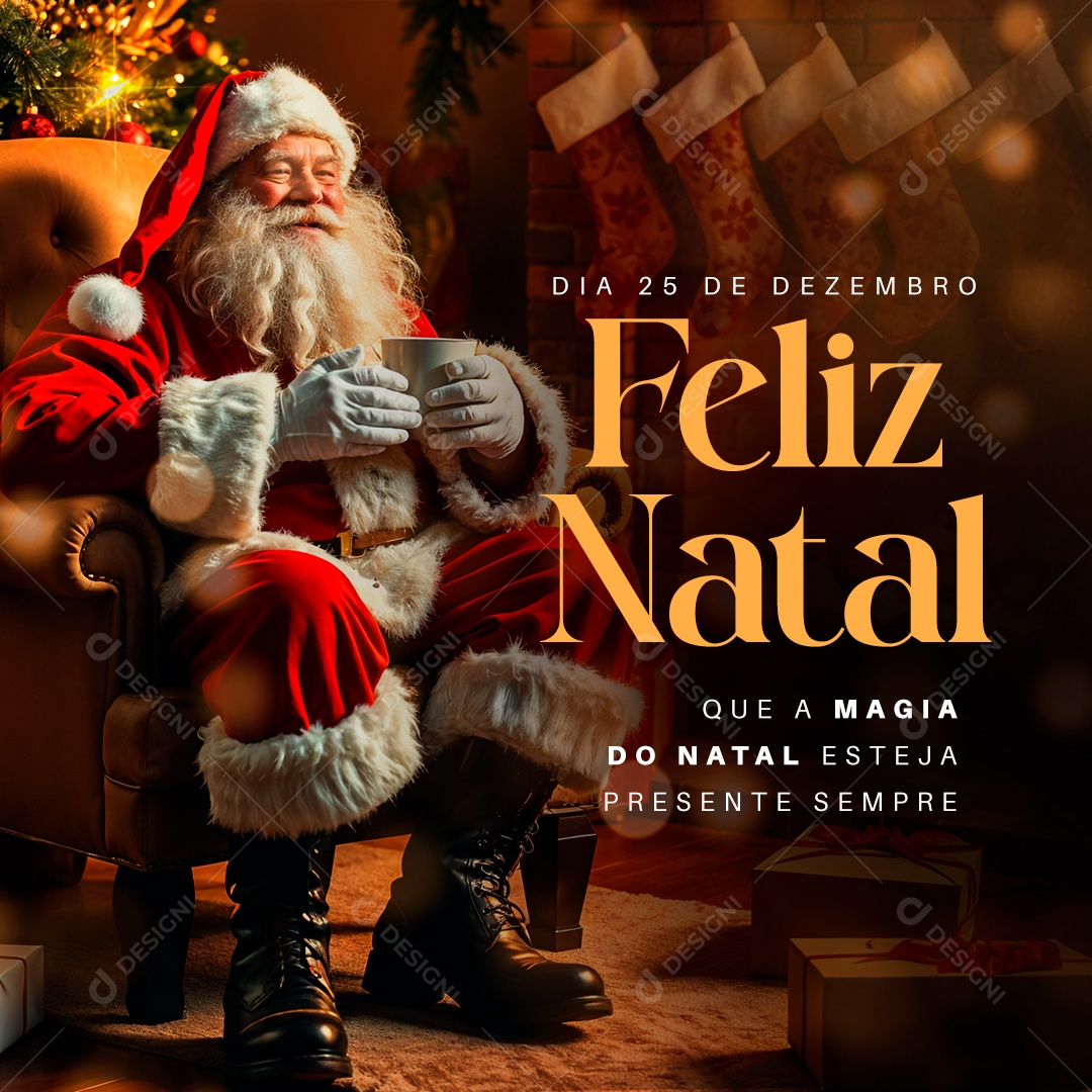Feliz Natal 25 de Dezembro Social Media PSD Editável