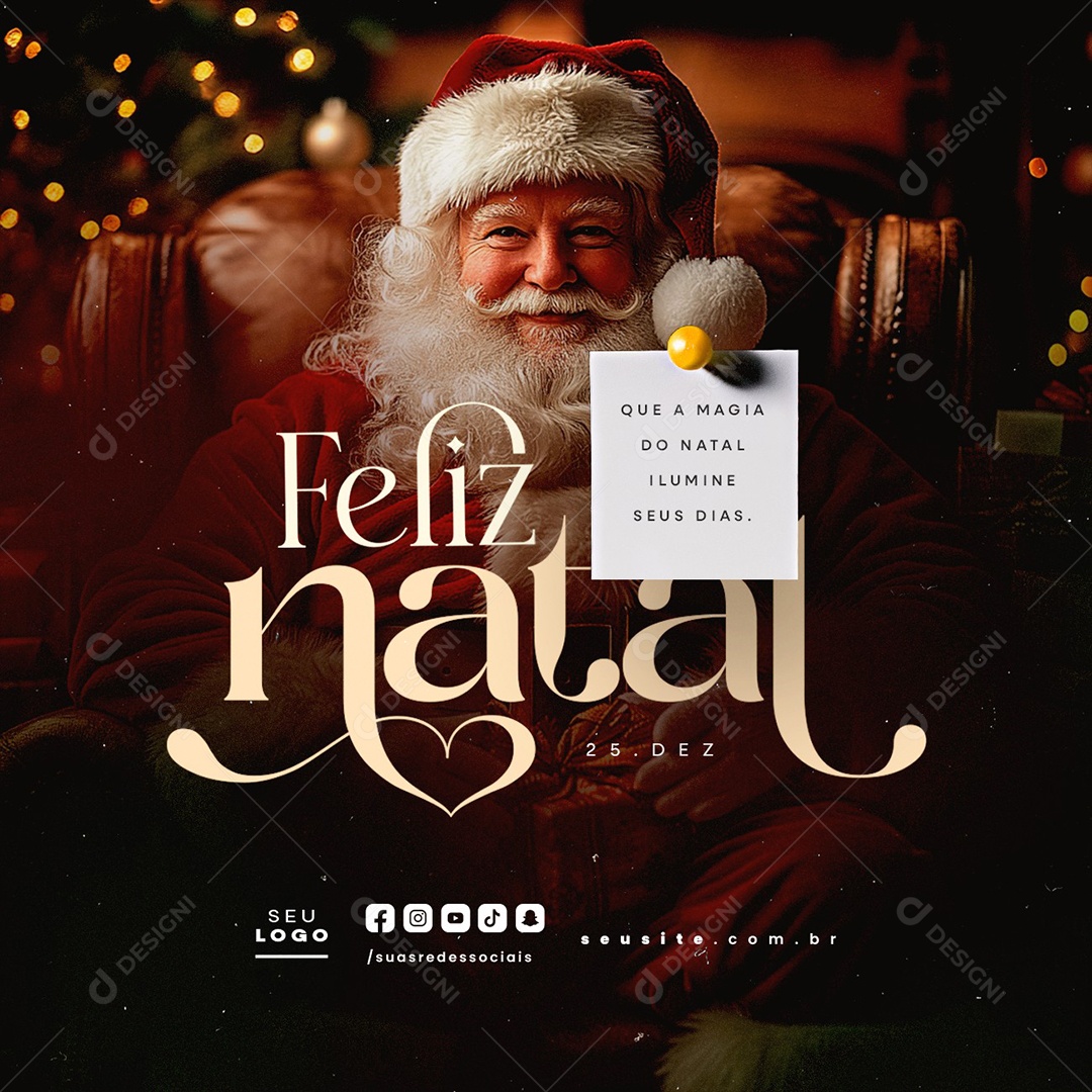 Feliz Natal 25 de Dezembro Que a Magia do Natal Ilumine Seus Dias Social Media PSD Editável