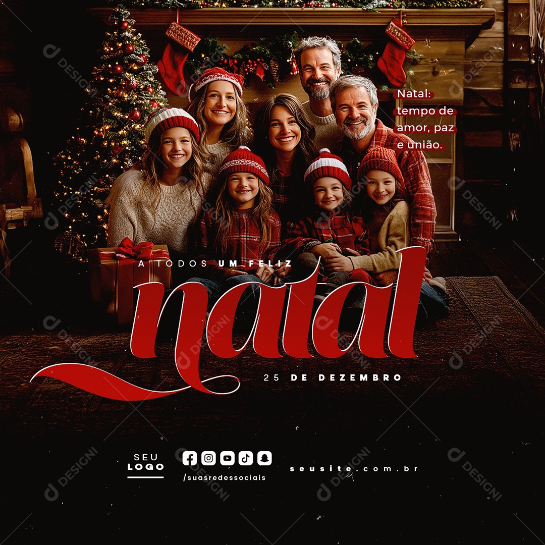 A Todos Um Feliz Natal 25 de Dezembro Social Media PSD Editável