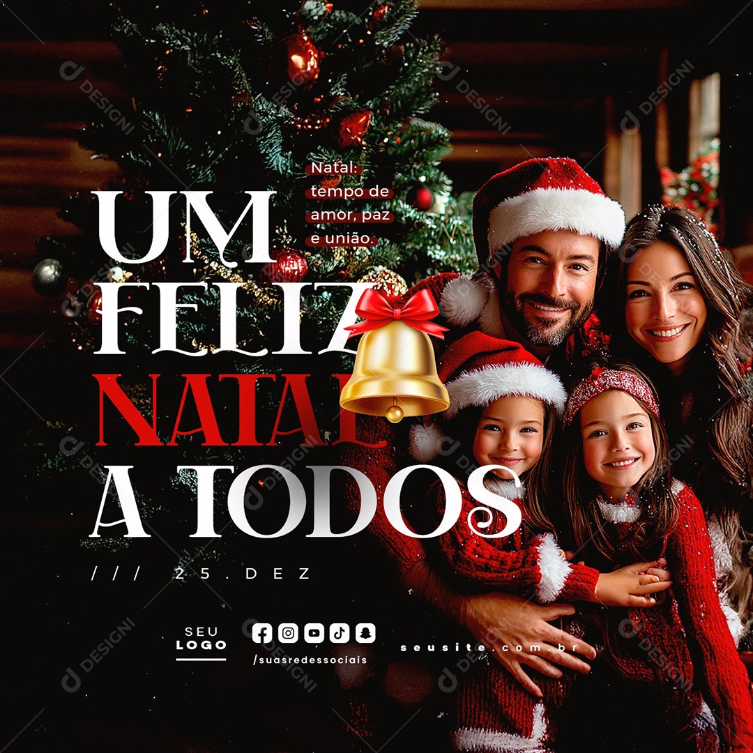 Um Feliz Natal 25 de Dezembro a Todos Social Media PSD Editável