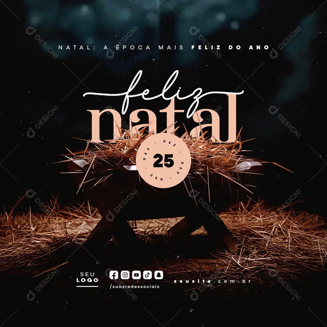 Feliz Natal Religioso 25 de Dezembro Social Media PSD Editável