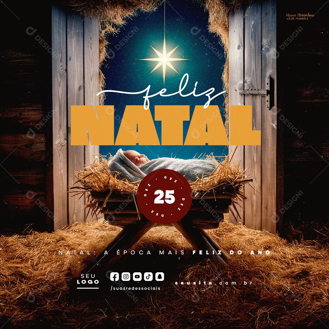 Merry Christmas Religious 25 December Social Media PSD Editable