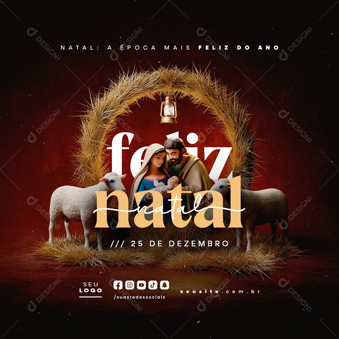 Feliz Natal 25 de Dezembro Social Media PSD Editável