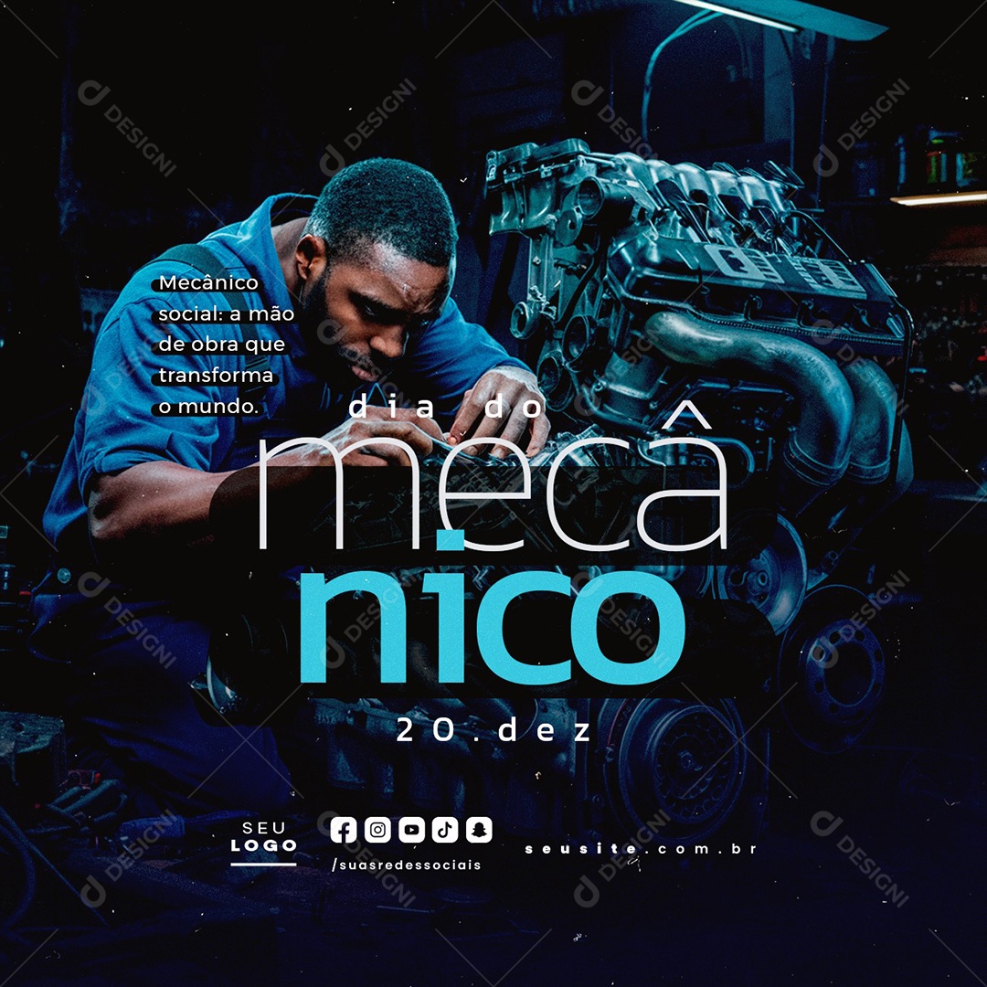 Social Media Dia do Mecânico 20 de Dezembro  PSD Editável