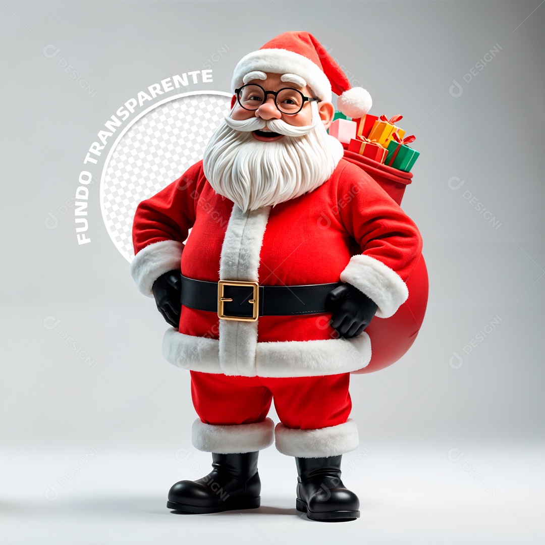 Personagem 3D Papai Noel para Composição PSD