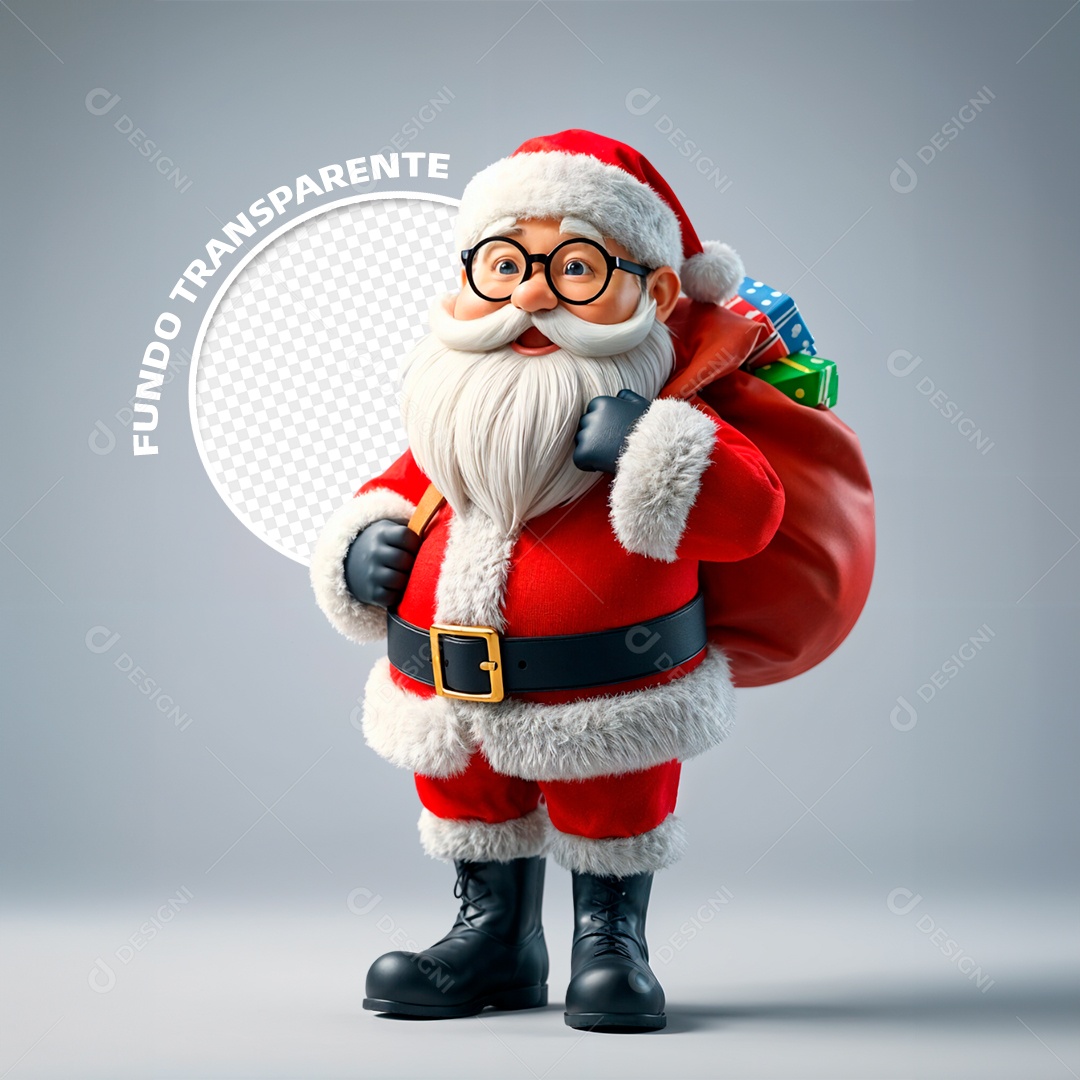 Personagem 3D Papai Noel para Composição PSD