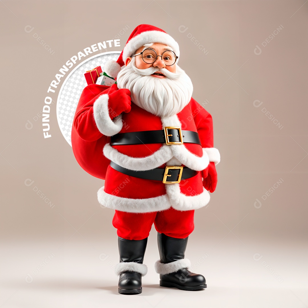 Personagem 3D Papai Noel para Composição PSD