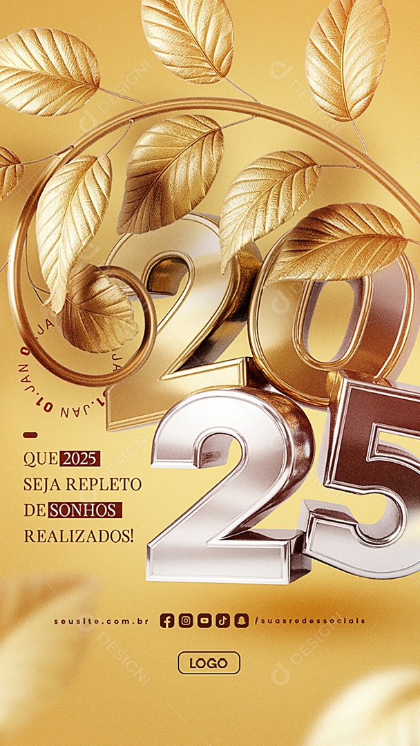 Happy story 2025 New Year January 01 Social Media PSD Editable