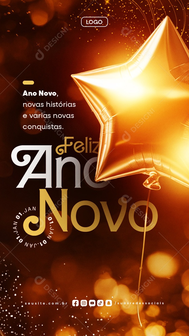 Story Feliz Ano Novo Novas ConquistasSocial Media PSD Editável