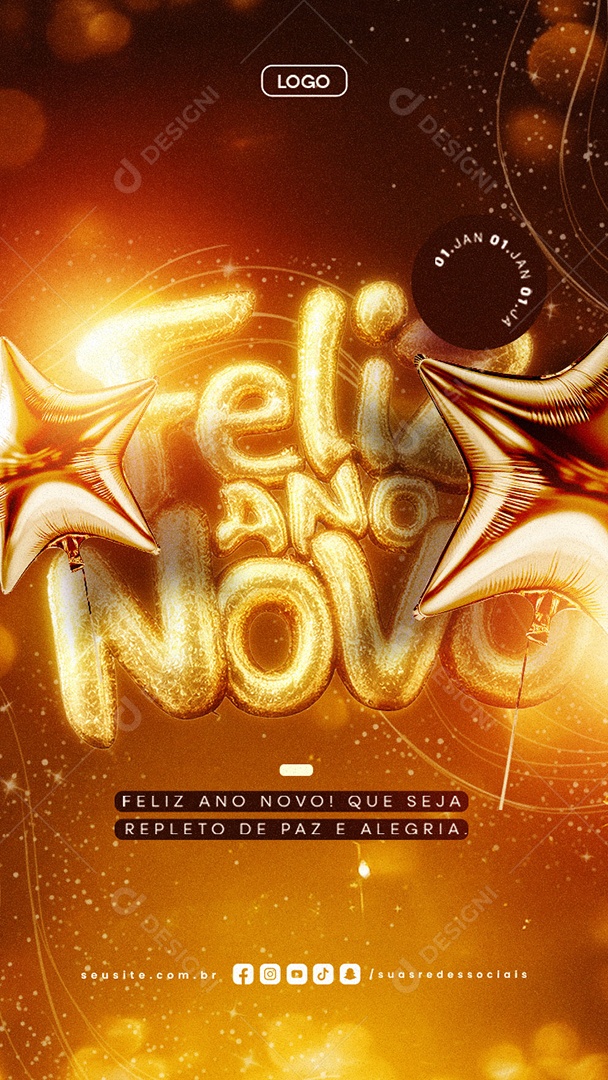 Story Happy New Year January 1 Social Media PSD Editable